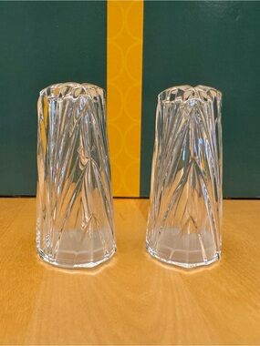 Noritake Clear Twisted Swirl Glass Vases - Pair